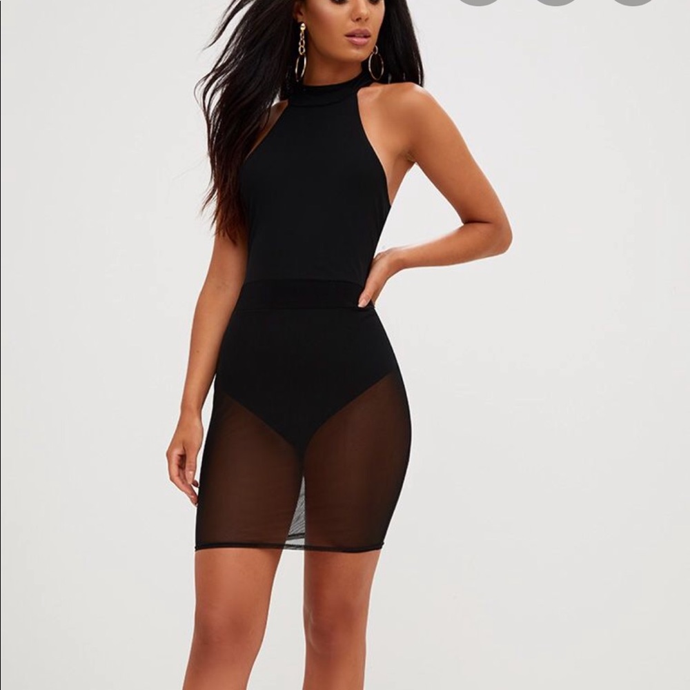 NWT Black Body Con Mesh Body Suit pretty little